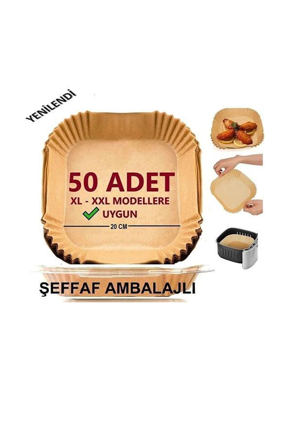 Airfryer Pişirme Kağıdı XL-XXL - 50 Adet Kare Fritöz Kağıdı Tek Kullanımlık 20cm - Image 1