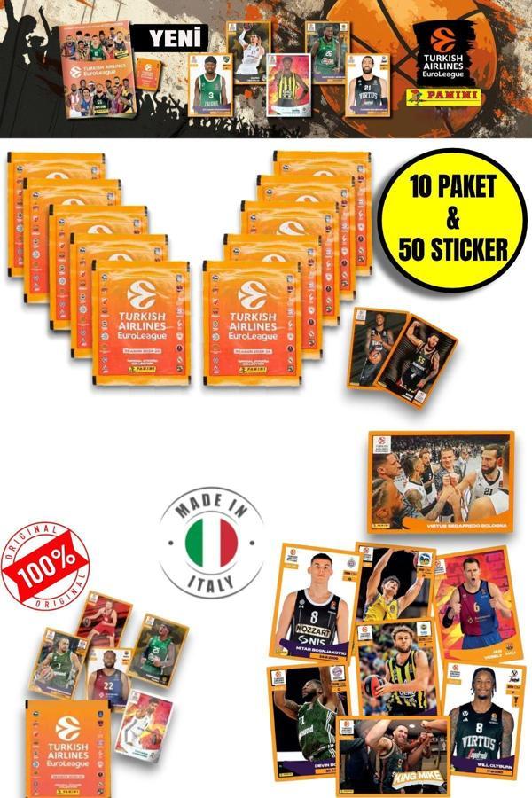 Panini 2024-25 Turkish Airlines Euroleague Sticker 10 Paket  (50 Adet Sticker) - Image 1