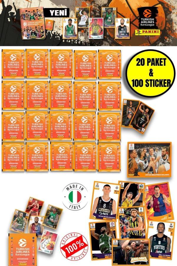 Panini 2024-25 Turkish Airlines Euroleague Sticker 20 Paket  (100 Adet Sticker) - Image 1