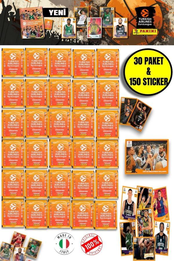 Panini 2024-25 Turkish Airlines Euroleague Sticker 30 Paket  (150 Adet Sticker) - Image 1