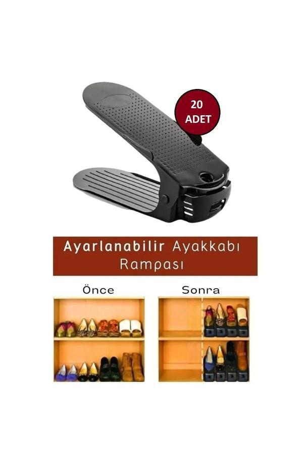 Ayarlanabilir 4 Kademeli Ayakkabı Rampası 20'lu Set Siyah - Image 1
