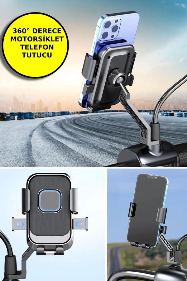 360 Derece Dönebilen Dikiz Aynası Versiyonu Telefon Tutucu Motor,Motosiklet,Bisiklet ,Scooter İçin - Image 1
