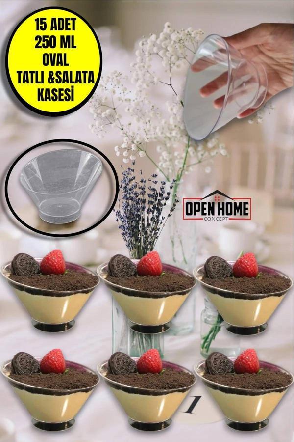 15 Adet Plastik Oval Tatlı Salata Çerezlik Kasesi 250 Cc - Image 1