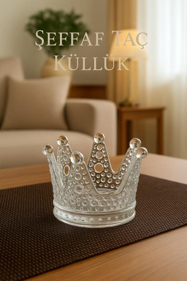 Taç Form Cam Küllük / Mumluk / Fırça Kabı - Image 1
