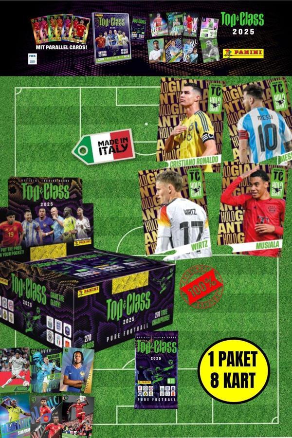 Panini Adrenalyn Top Class - 2025 Official Trading Card Futbolcu Kartları - 1 PAKET (8 KART) - Image 1