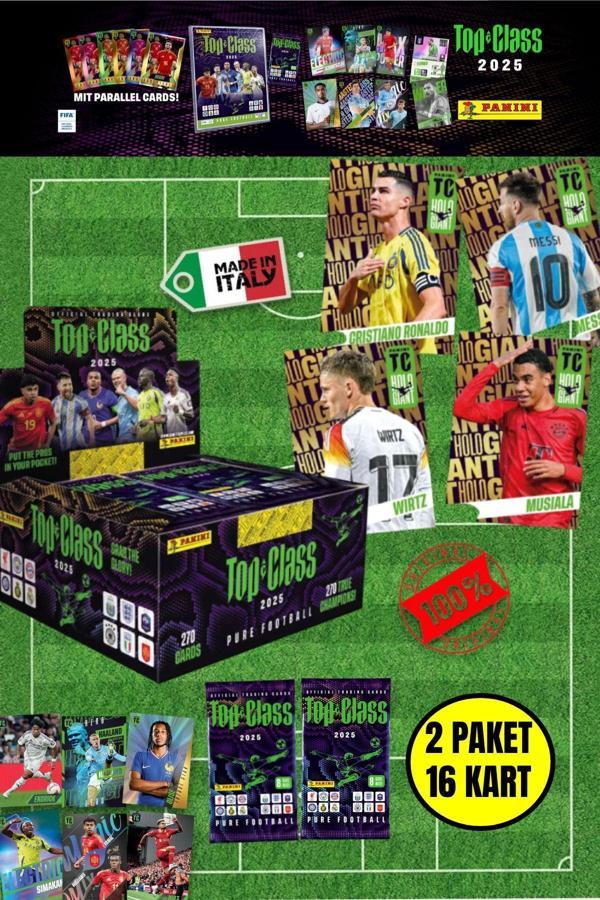 Panini Adrenalyn Top Class - 2025 Official Trading Card Futbolcu Kartları - 2 PAKET (16 KART) - Image 1