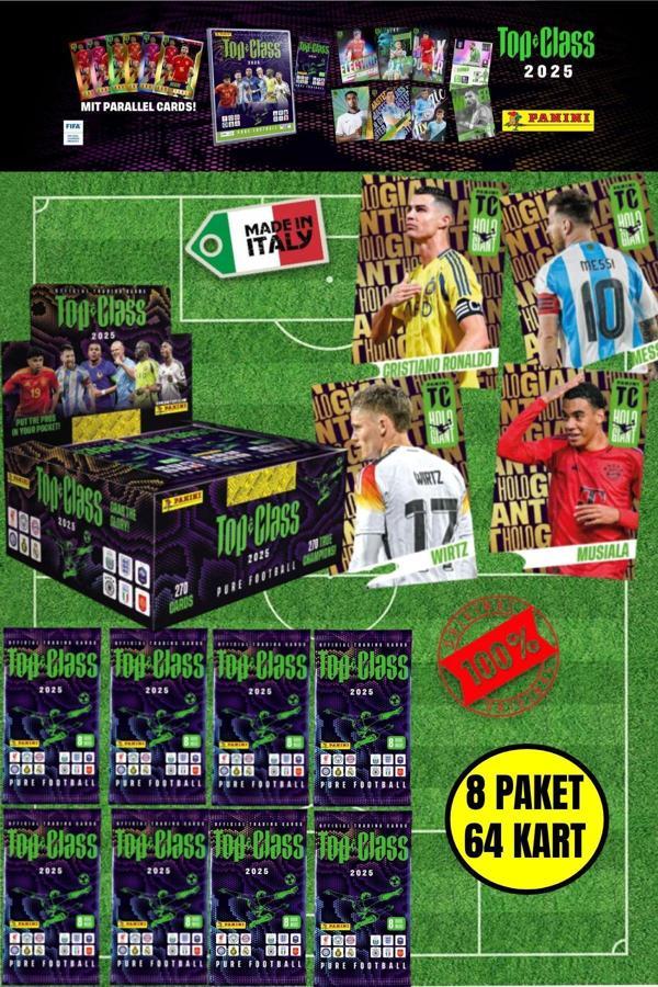 Panini Adrenalyn Top Class - 2025 Official Trading Card Futbolcu Kartları - 8 PAKET (64 KART) - Image 1