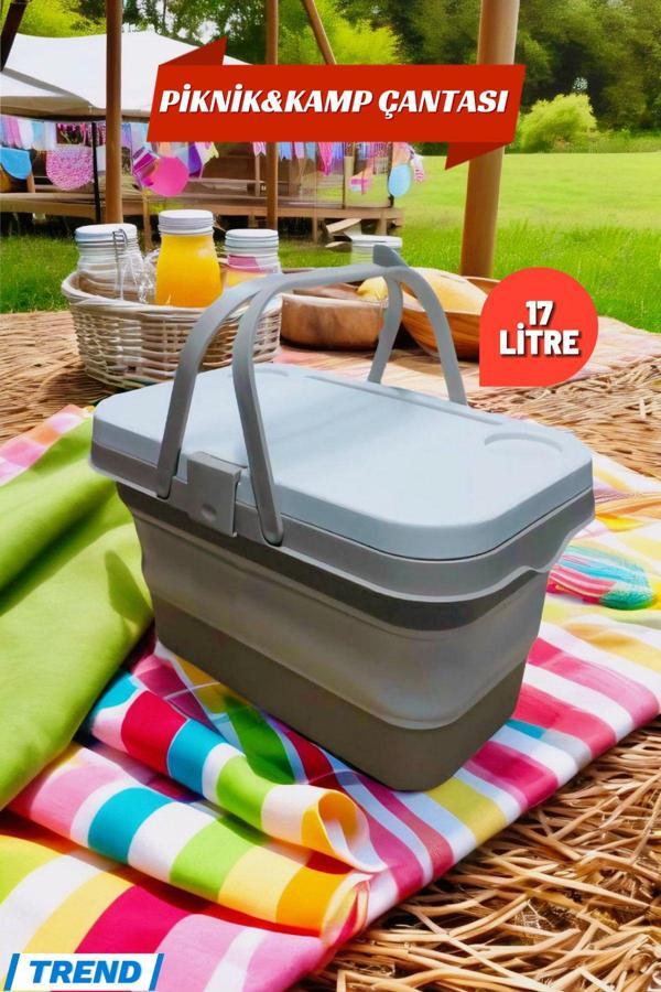 17 Litre Krem Piknik Çantası - Piknik Sepeti - Kamp Sepeti - Image 1