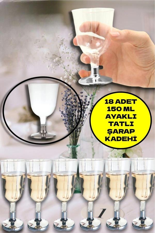 18'li Plastik Gümüş Ayaklı Tatlı Ve Şarap Kadehi Parti Team Bride Kadeh Seti - Image 1