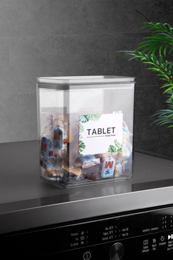 Dekoratif Dikdörtgen 2,6 Lt Vakum Kapaklı Tablet Saklama Kutusu - Image 1