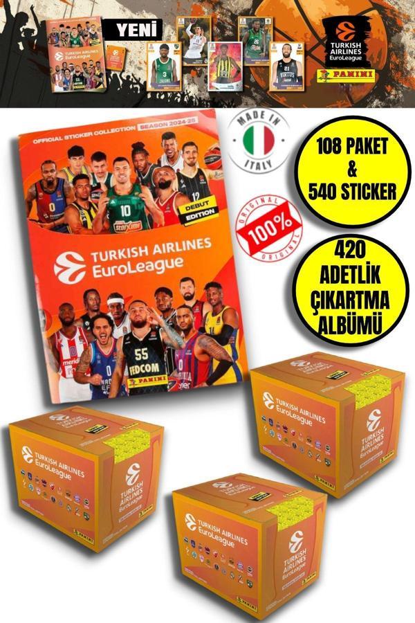 Turkish Airlines Euroleague Çıkartma Albümü + 108 Paket (540 Adet) Sticker - Image 1