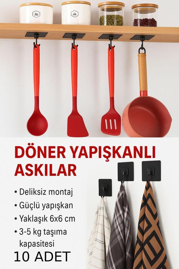 Deliksiz Montaj Pratik Askı Kancası – 10 Adet - Image 1