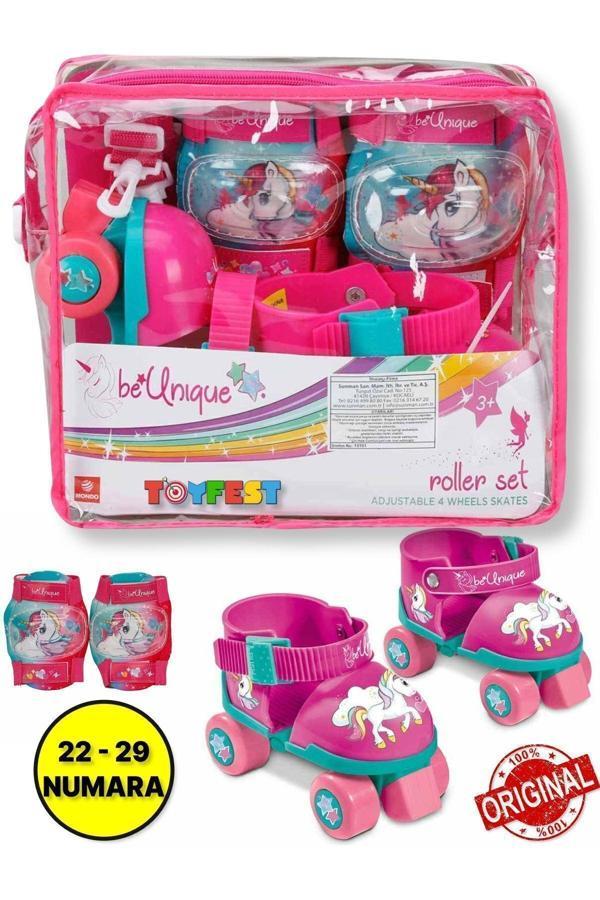 Unicorn Çantalı Dizlik ve Dirseklikli 4 Teker Paten Seti -  (22 - 29 Numara için Ayarlanabilir) - Image 1
