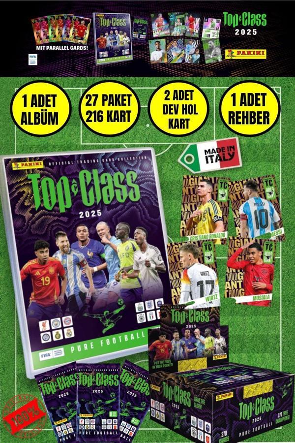 Panini Top Class Adrenalyn Mega 2025 Başlangıç Paketi Futbolcu Kartları Dergi Albüm + 27 pk 216 Kart - Image 1