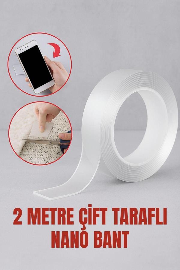 2 Metre Çift Taraflı NanoFix Şeffaf Güçlü Bant - Image 1