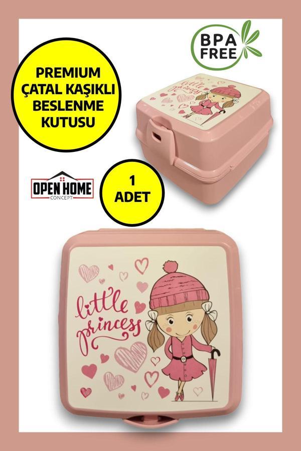 Premium Beslenme Kutusu 4 Bölmeli  Little Princess Pembe - Image 1