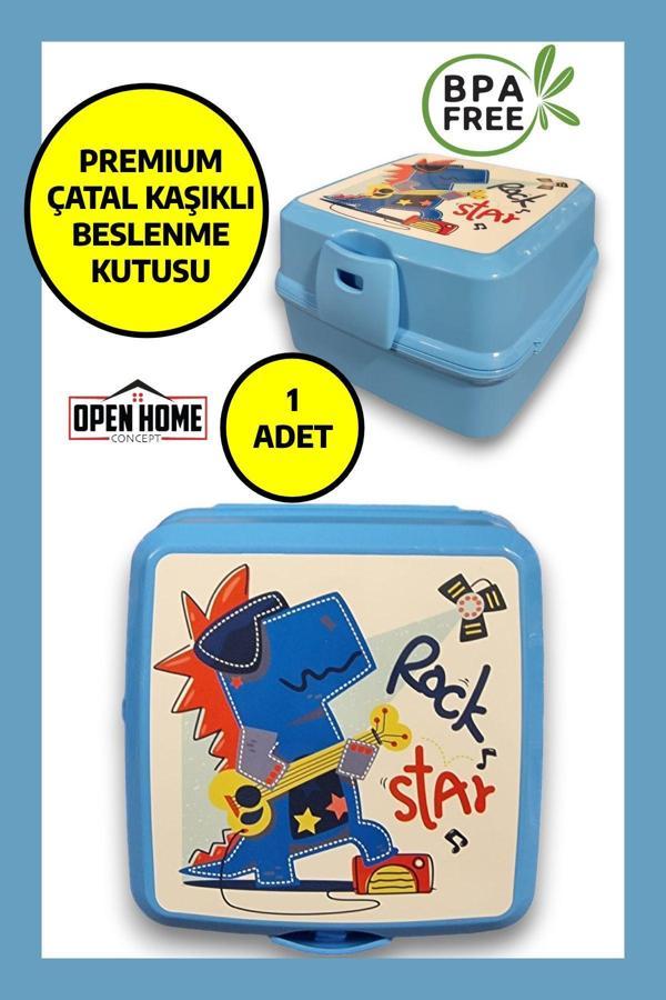 Premium Beslenme Kutusu 4 Bölmeli  Rock Star Mavi - Image 1