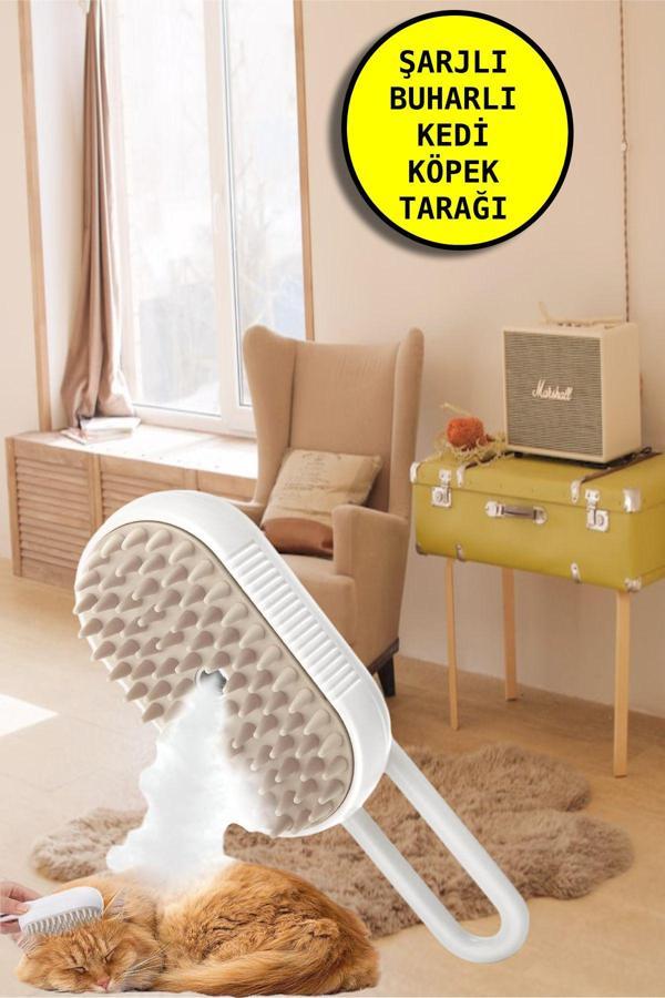 Yumuşak Silikonlu Saplı Buharlı Kedi Tarağı, Buharlı Kedi & Köpek Yıkama Fırçası Tarağı - Image 1