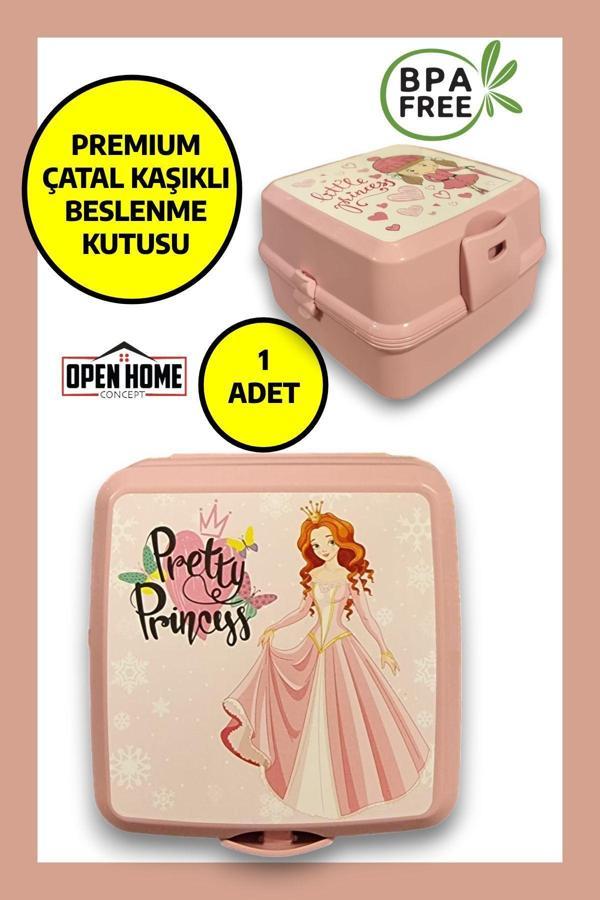 Premium Beslenme Kutusu 4 Bölmeli Pretty Princess Pembe - Image 1