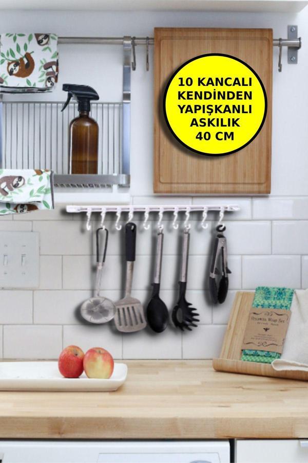 Hareketli 10 Kancalı Kendinden Yapışkanlı Askı 40cm - Image 1
