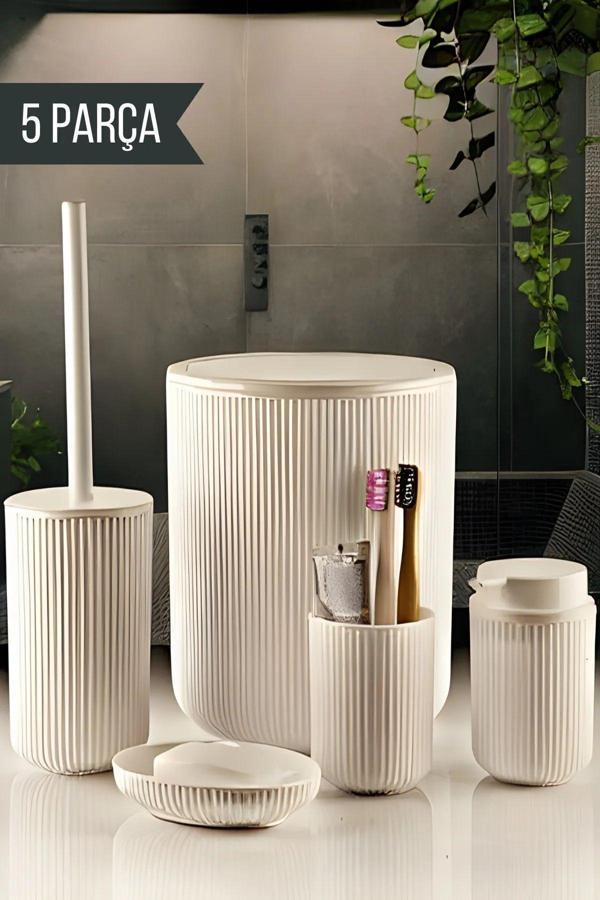 5 Parça Banyo Seti Bej - Image 1