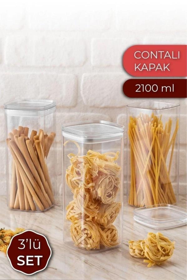 Sızdırmaz Kapaklı Saklama Kabı Şeffaf 2100 Ml 3'lü - Image 1