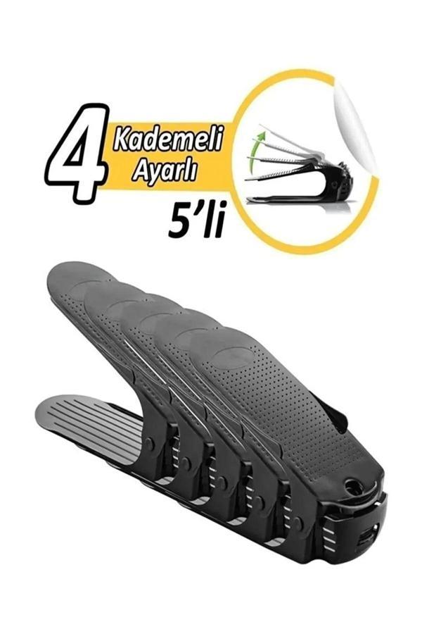 5'li Ayarlanabilir 4 Kademeli Ayakkabı Rampası Set Siyah - Image 1