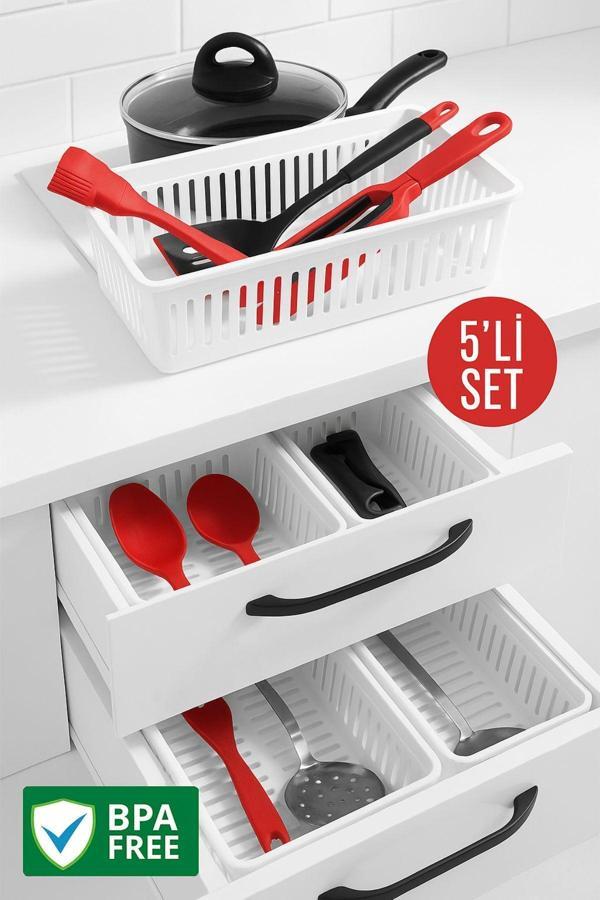 5'li Çekmece İçi Kaşıklık Sepet Organizer - Image 1