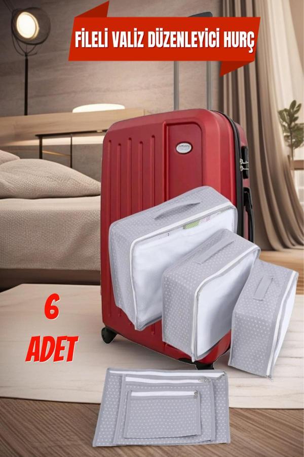 6 Adet Fileli Valiz Düzenleyici Set - Image 1