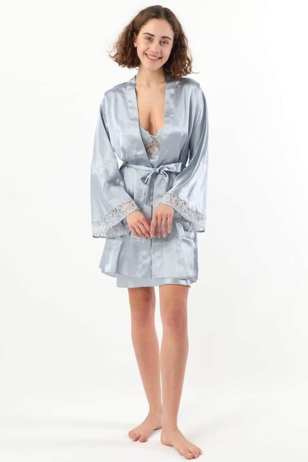 Pierre Cardin Kadın Saten Gecelik Sabahlık Takım - Image 1