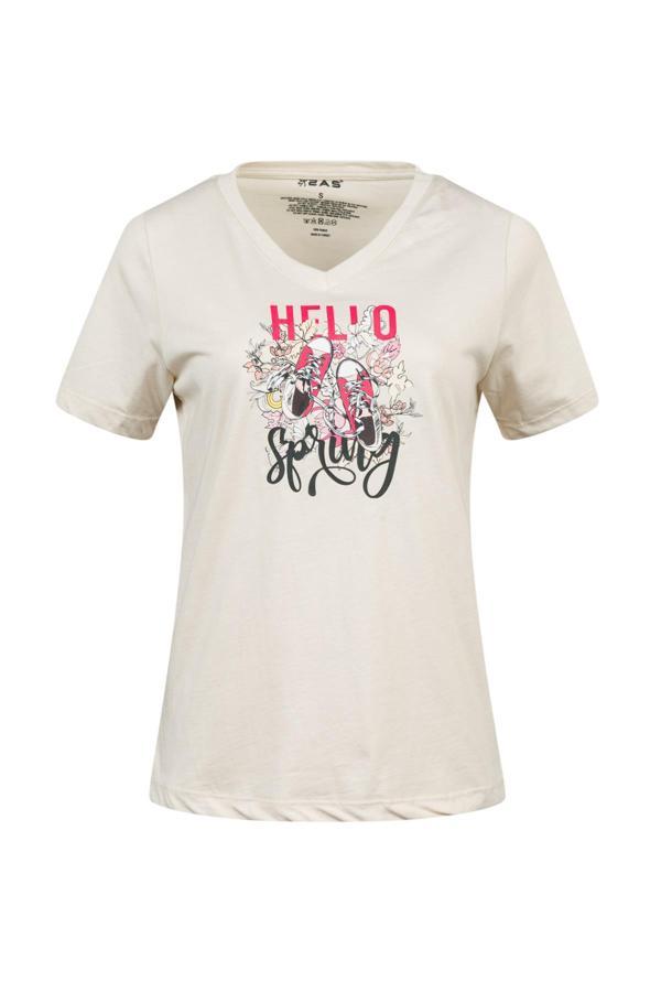 2AS Alone Baskılı V Yaka Kadın T-Shirt 402 - Image 1