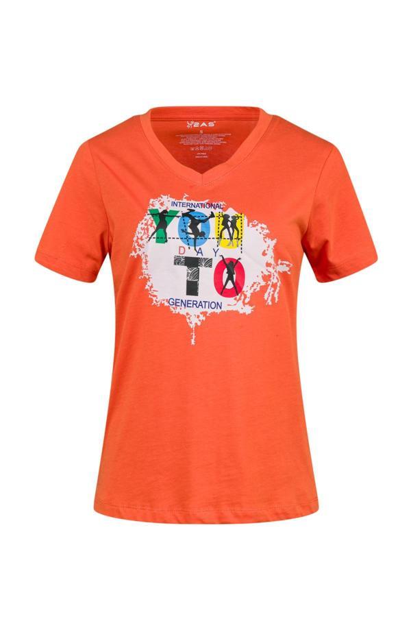 2AS Alone Baskılı V Yaka Kadın T-Shirt 403 - Image 1