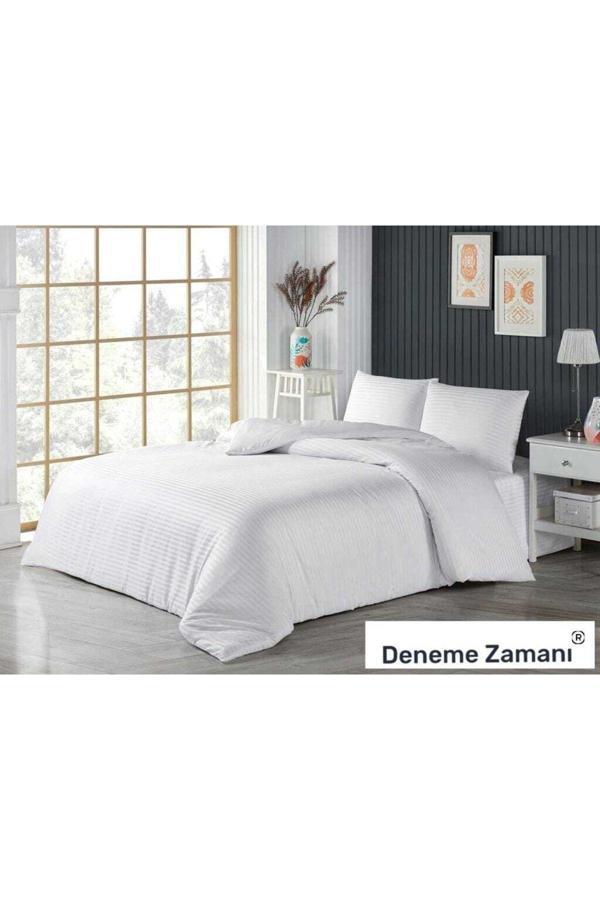 Deneme Zamanı Çeyizlik Kutulu Saten Nevresim Takımı Çarşafı Lastiksiz 2 Yastık Kılıflı - Image 1