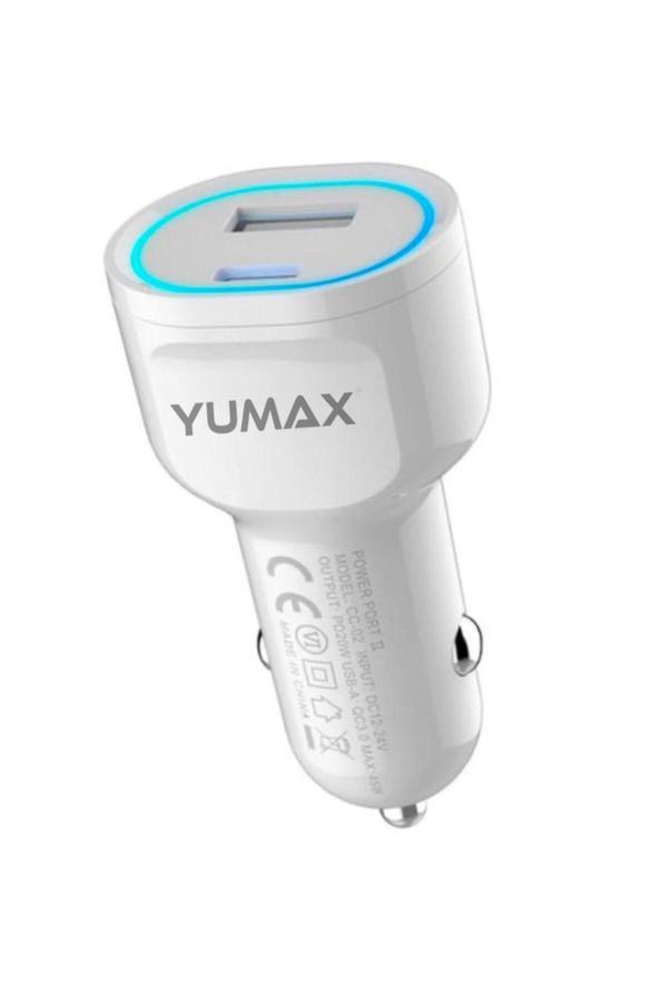 Yumax Süper Hızlı Şarj Özellikli Led Işıklı Dual Usb Araç Şarj Başlığı 55W Turbo Uyumlu - Image 1