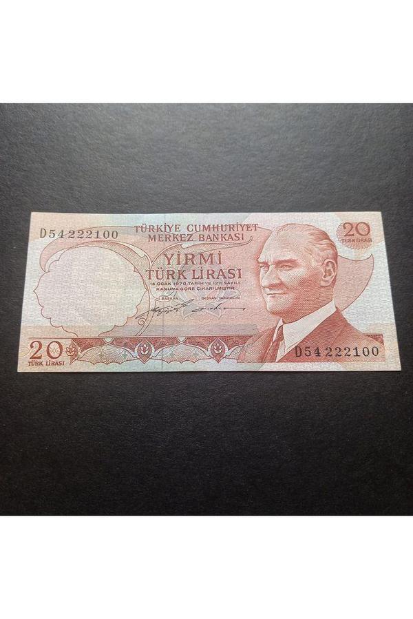 Escoines Koleksiyon 399636834ccd1eb5b5 6. Emisyon 20Türk Lirası ÇÇT güzel Numara Eski Kağıt Para - Image 1