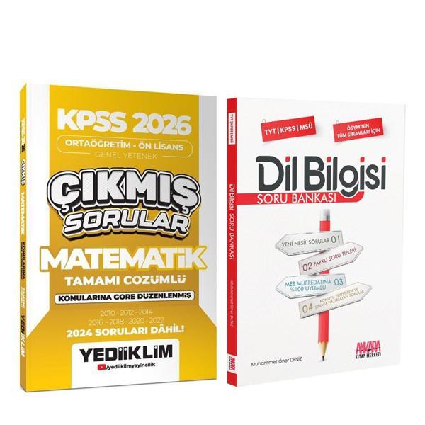 Yediiklim 2026 KPSS Ortaöğretim Önlisans Matematik Konularına Göre Çıkmış Sorular ve AKM Dil Bilgisi Soru Bankası Seti 2 - Yediiklim Yayınları - Image 1