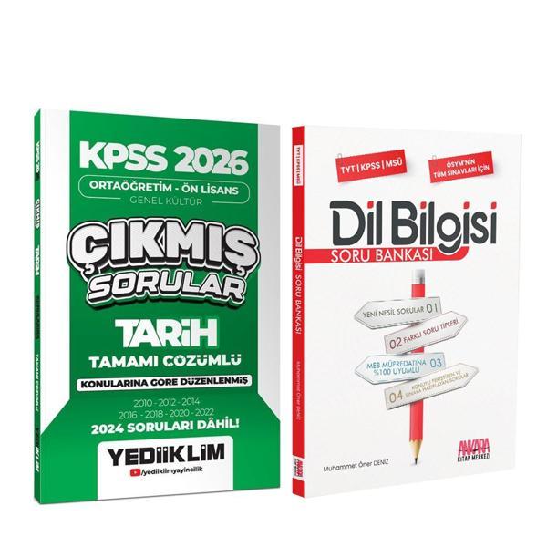 Yediiklim 2026 KPSS Ortaöğretim Önlisans Tarih Konularına Göre Çıkmış Sorular ve AKM Dil Bilgisi Soru Bankası Seti 2 Kit - Yediiklim Yayınları - Image 1