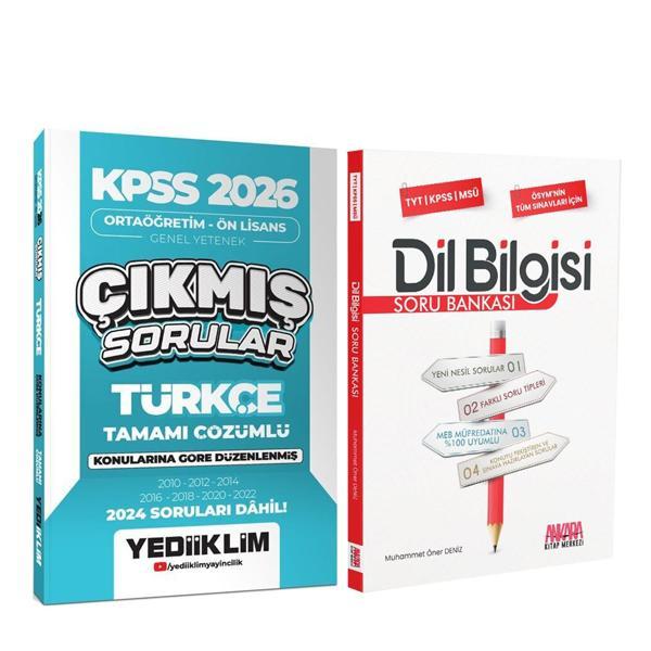 Yediiklim 2026 KPSS Ortaöğretim Önlisans Türkçe Konularına Göre Çıkmış Sorular ve AKM Dil Bilgisi Soru Bankası Seti 2 Ki - Yediiklim Yayınları - Image 1