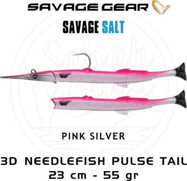Savage Gear 3D Needlefish Pulsetail 2+1 23cm 55gr Pink Silver - Image 1