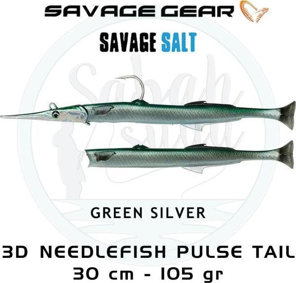 Savage Gear 3D Needlefish Pulsetail 2+1 30cm 105gr Green Silver - Image 1