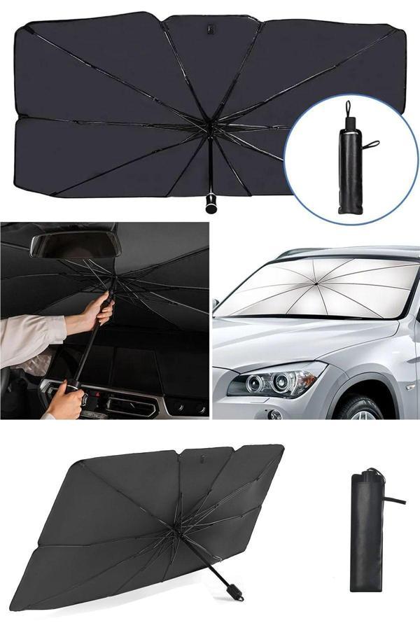 Katlanabilir Oto Ön Cam Güneşlik Şemsiye Tip 140x75 cm Güneş Koruyucu Isı Yalıtımlı Araç Gölgelik140cm X 75cm - Image 1