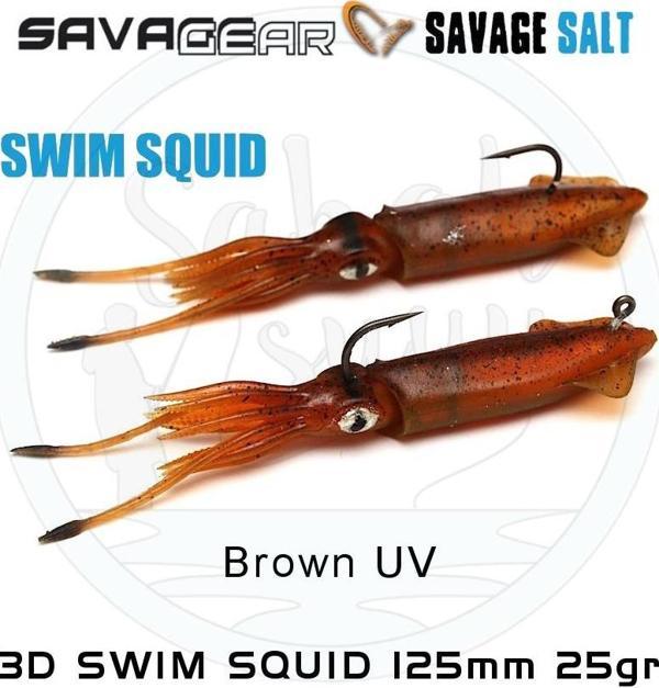 Savage Gear 3D Swim Squid 125mm 25gr (2 Adet) Brown UV - Image 1