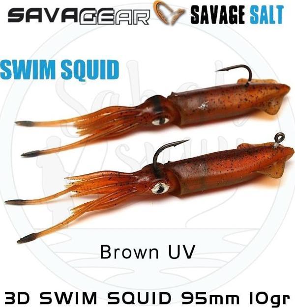 Savage Gear 3D Swim Squid 95mm 10gr (2 Adet) Brown UV - Image 1