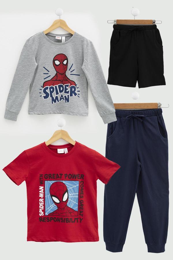 4'lü SPİDER-MAN Tshirt Şort Pantolon Takım  - Image 1