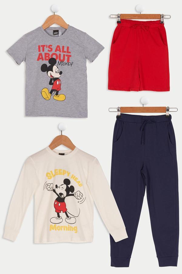 4'lü Mickey Mouse Baskılı Tshirt Şort Pantolon Takım - Image 1