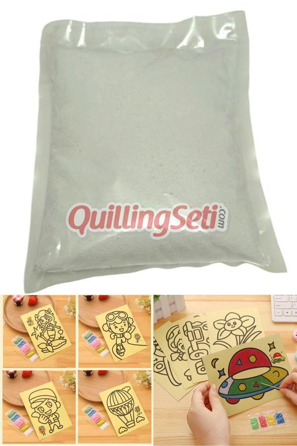 Quilling Gri Renk Kum Boyama Kumu, Seti Aktivite Kumu, Oyun Kumu, Dekoratif Renkli Kum 500Gr - Image 1