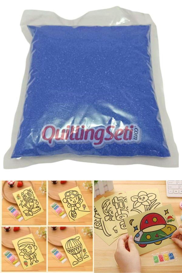 Quilling Mavi Renk Kum Boyama Kumu, Aktivite Kumu, Oyun Kumu, Dekoratif Renkli Kum 500Gr - Image 1
