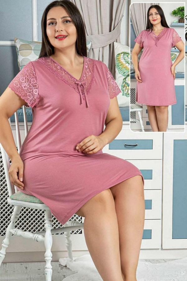 Quilling Gül Kurusu Renk Tunik, Jenika 42600 Battal Boy Büyük Beden Tunik Gecelik - Image 1