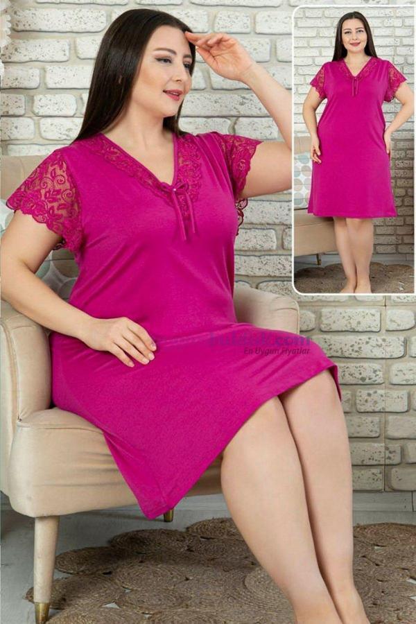 Quilling Fuşya Renk Tunik, Jenika 45464 Battal Boy Büyük Beden Tunik Gecelik - Image 1
