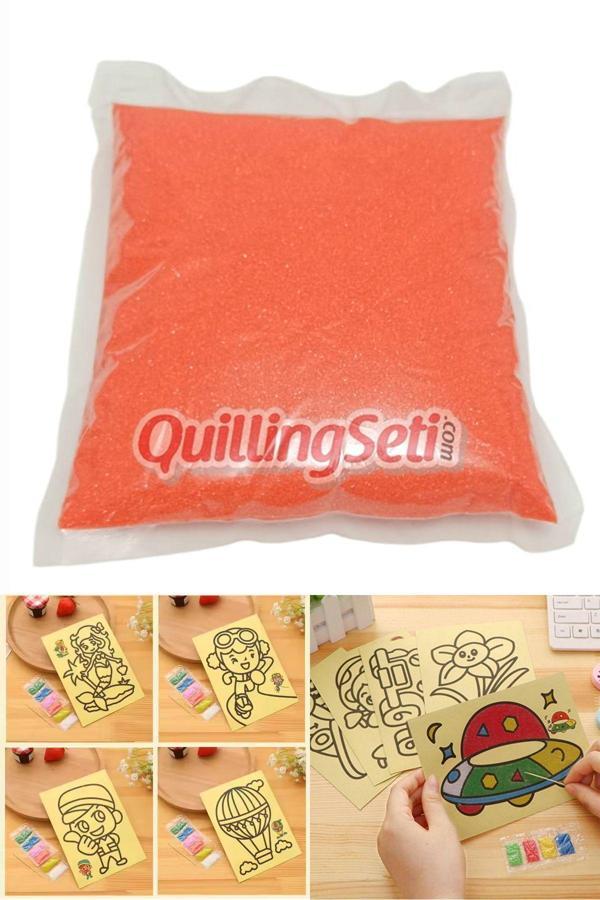 Quilling Turuncu Kum Boyama Kumu, Aktivite Kumu, Oyun Kumu, Dekoratif Renkli Kum 500Gr - Image 1